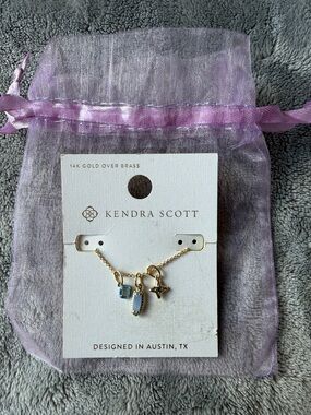 Kendra Scott Gold-Plated Necklace with Light Blue Charms